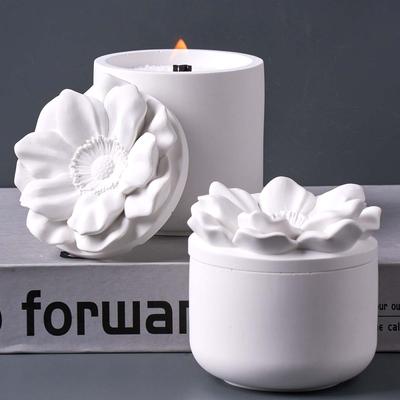 3D Flower Candle Cup Silicone Mold DIY Handmade Cylinder Flowerpot Gypsum Cement Aromath Storage Jar Resin Molds Home Crafts Dec