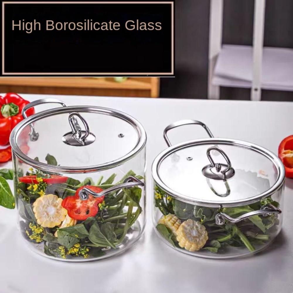 Heat Resistant Clear Cooking Pot Stainless Steel Glass Soup Pot  Kitchen Cooking Tools