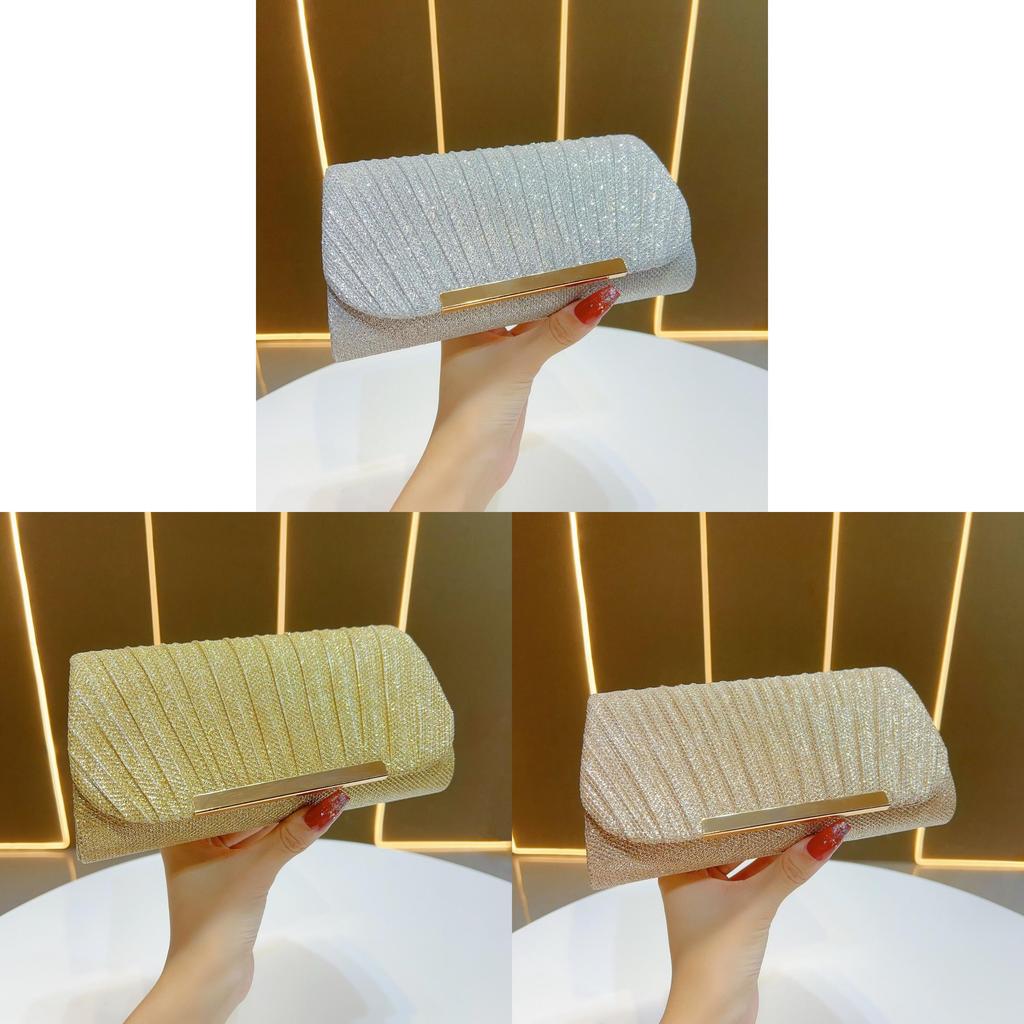 Lightweight Luxury Clutch For Women With Pleated Design And Sequins For Evening Events