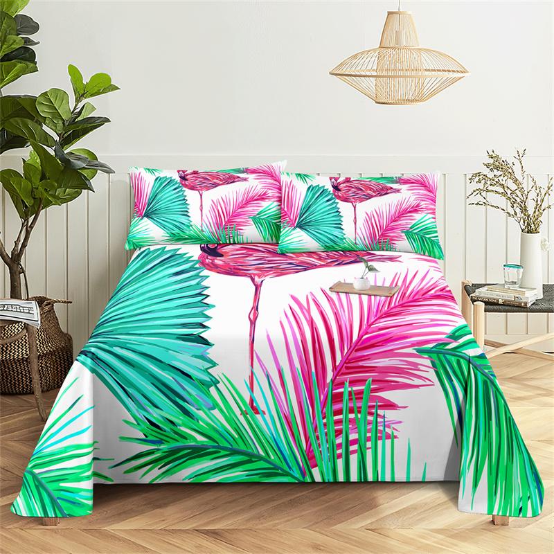 Seturi de lenjerie de pat Plante tropicale Cearceaf cu elastic Design la modă Mărime Queen Cearceaf plat Set de cearceafuri pentru băieți fete Cearceafuri și fețe de pernă