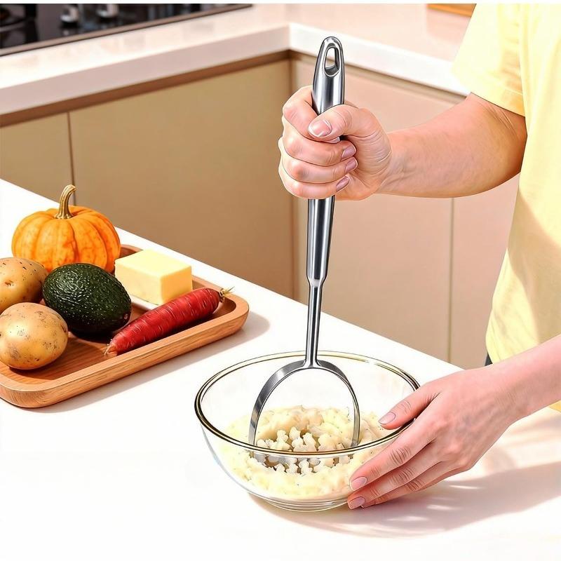 Potato Masher Stainless Steel,Potato Smasher for Mashed Potatoes Pumpkin Carrots Avocado Fruits,Mashing Utensil (Silver) 3
