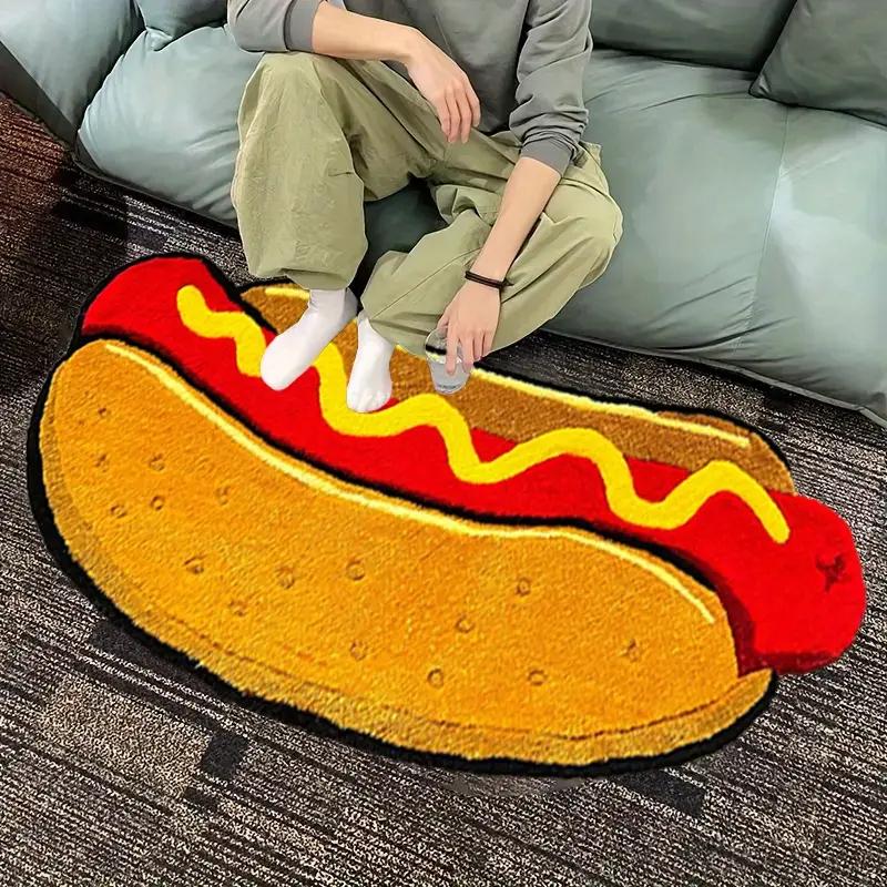 Creative Hot Dog-Shaped Rug Insulating, Warmth-Retaining, Non-Slip Bedroom Entrance Mat Bedside Rug Sofa Rug Home Decor
