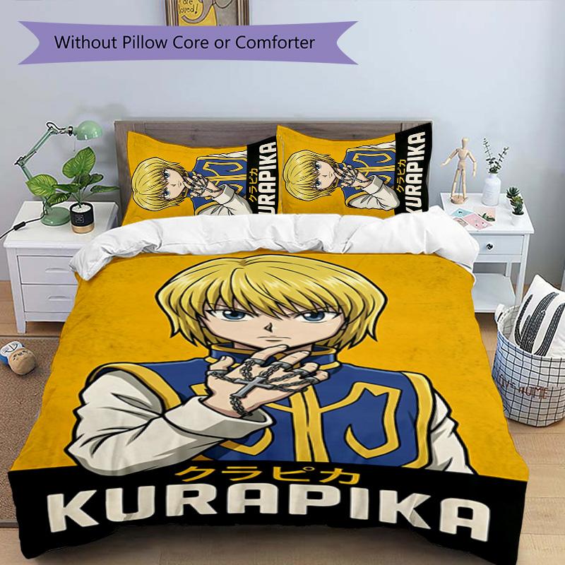 Kurapika 3pcs Bedding Set Duvet Cover Closure Includes 1 Duvet Cover & 2 Pillowcases for All Seasons Bedroom Home Dorm Decor