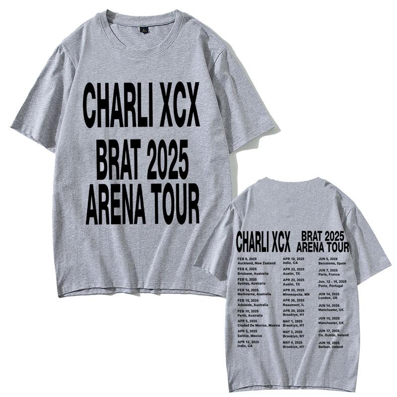 2025 Summer Charli Xcx Brat Arena Tour T Shirts Mens Women Fashion Pop Music Cotton Oversized Short Sleeve Tshirt Streetwear