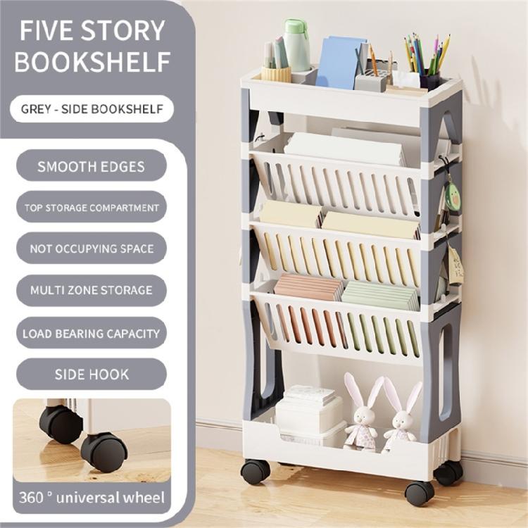 5 Tiers/2 Tiers Mobile Storage Trolley with Wheels Convenient Utility Cart for Kitchen Bathroom Living Room Decoration
