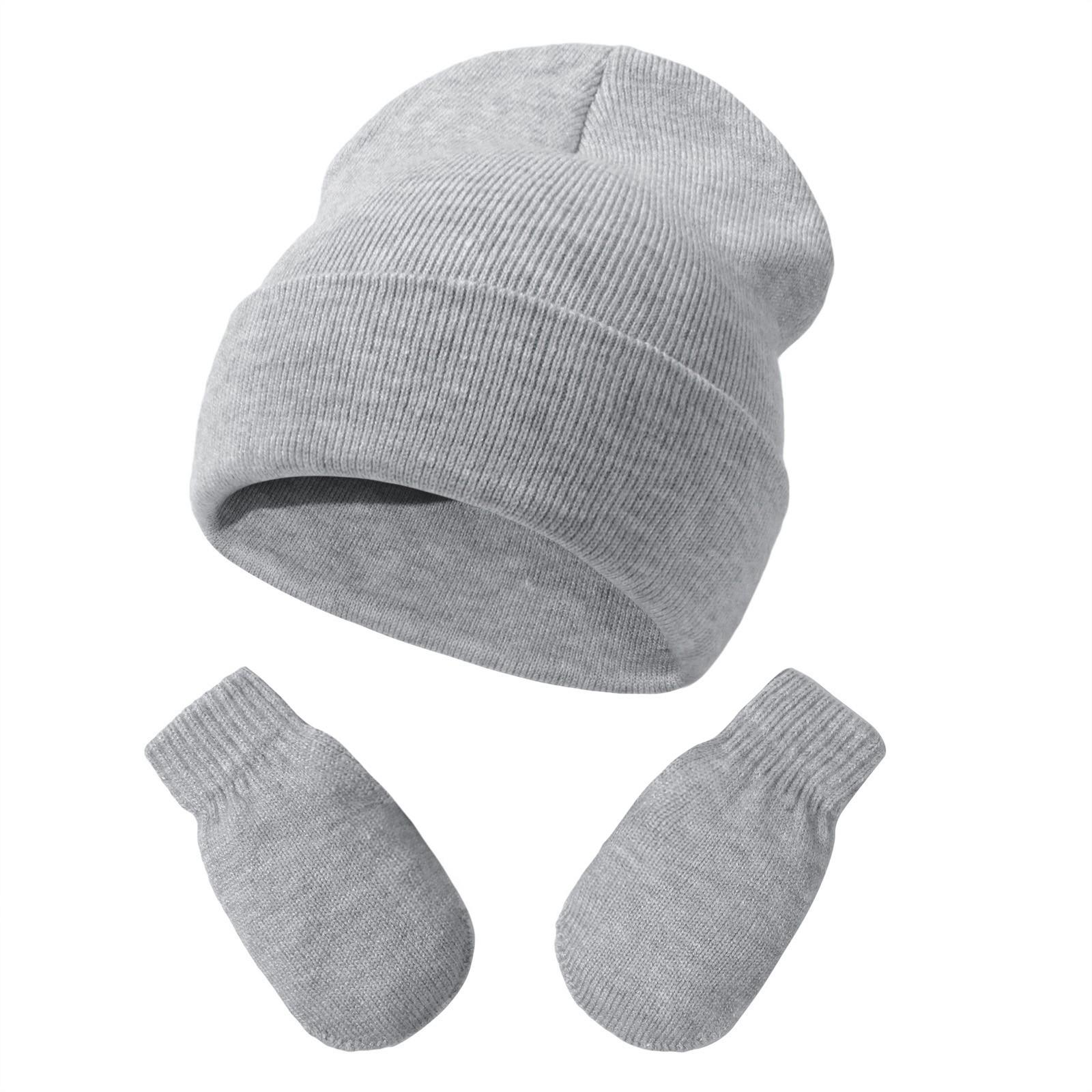 

Детская вязаная шапка, набор перчаток, универсальный однотонный детский шерстяной пуловер, шапка S светло-серый