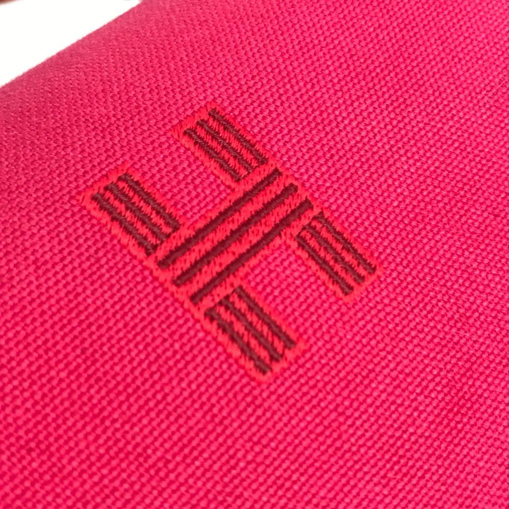 HERMES Bridea Black GM Bag pouch vanity bag H logo Hand Bag cotton hibiscus pink