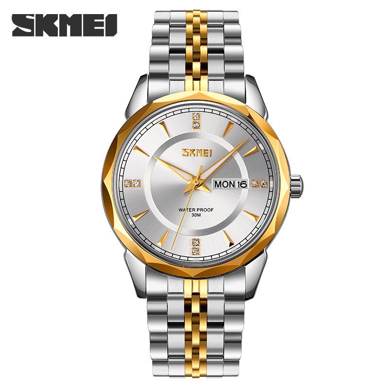 Skmei Fashion Trend Men Watch Waterproof Stainless Steel Calendar Quartz Watch Business Clock Gift Watches for Man