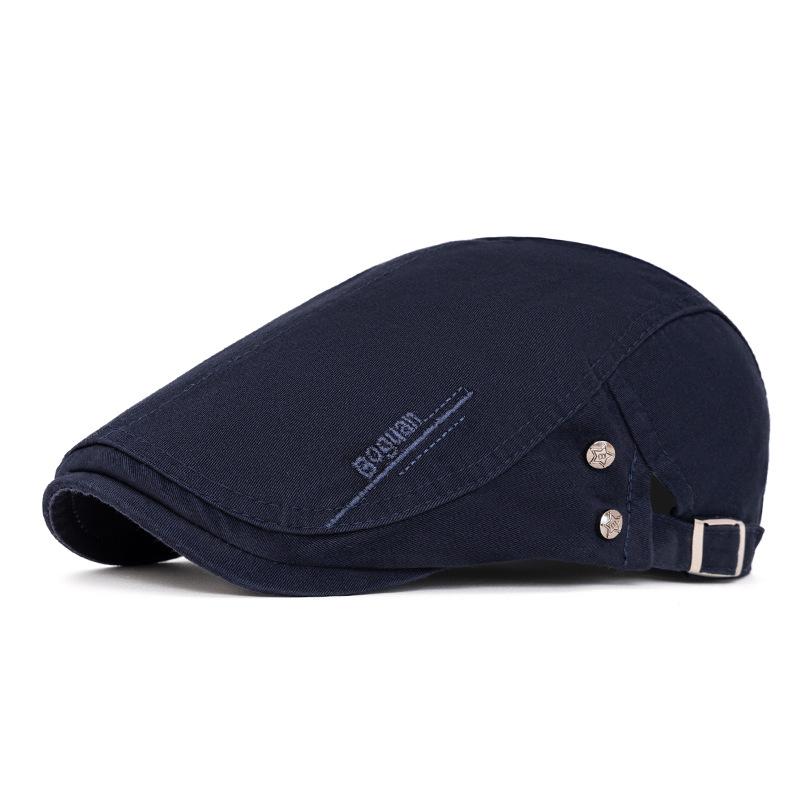 Spring Summer Peaked Cap Men's Letter Embroidered Forward Cap Cotton British Beret Newsboy Cap