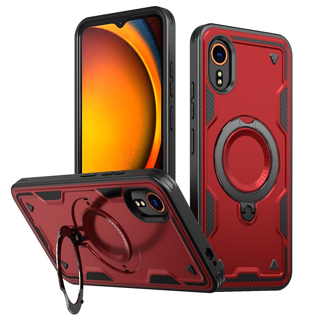 Case For Samsung Galaxy Xcover 7 Armor Shockproof 360° Rotating Magnetic Metal Stand Holder TPU Frame Hard Plastic Phone Cover