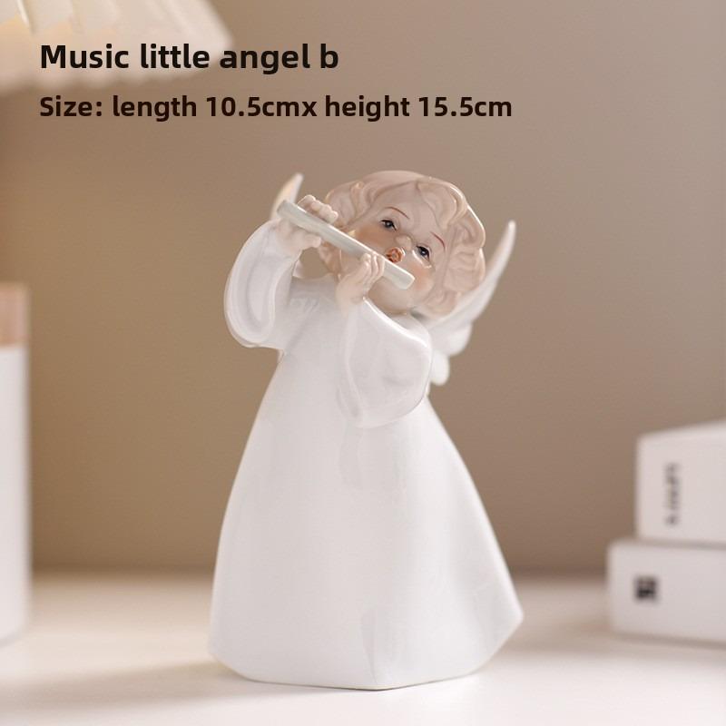 White Ceramic Little Angel Singing Group Ornaments Holiday Home Decor Gifts for Christmas and Other Festivals