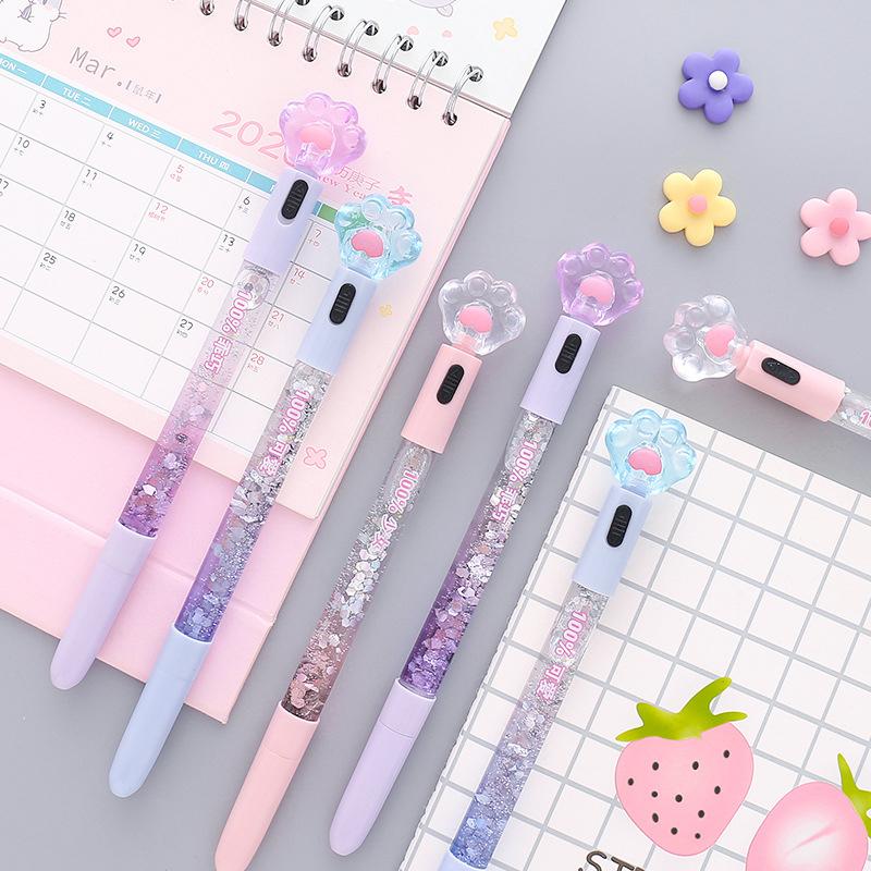 Einfaches Mädchenherz Tiktok Net Red Leuchtender Treibsand Neutralstift Niedlich Niedlich Instagram Zauberstab Schüler Kreativer Stift