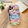 Phone Case: 2D Flat Design Fits iPhone 18, 17, 16, 15, 14, 13 Pro Cases, Rainbow Waves, Pink-purple Glitter Sea, Christmas and Halloween Gifts