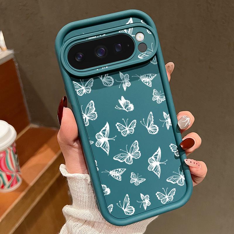For Google Pixel 9 8 Pro Xl 8a Shockproof Line Butterfly Pattern Silicone Soft Lens Protection Solid Color Anti-Fall Matte Phone Case Cover