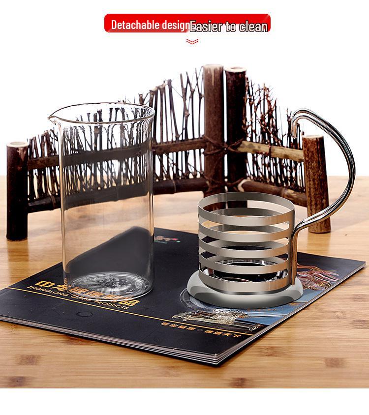 Glass French Press Coffee & Tea Maker with Built-in Frother