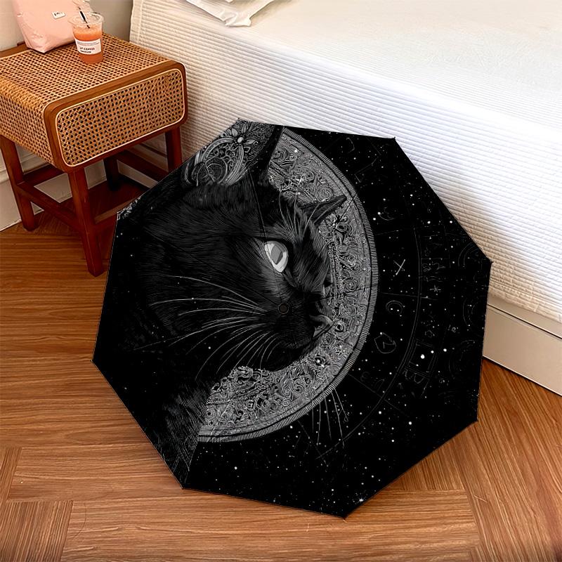 

1 PC Automatic Folding Umbrella - Black Cat Pattern, Portable & Foldable Design with 8 Ribs, Christmas Birthday Gifts
