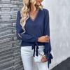 Spitze V-ausschnitt Langarm Frauen Hemd Herbst 2023 Solide Hohl Elegante Blusen Frauen Casual Blusas Tops Fashoin Clohitng 27965