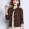 Stilig cardigan for kvinner høstklær elegant genserjakke løs rund hals strikket cardigan