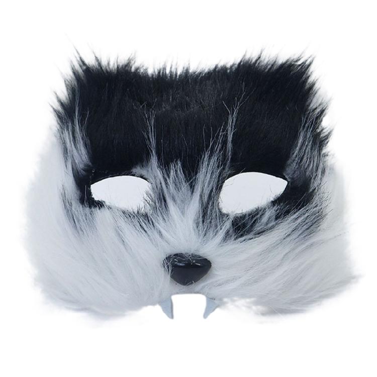 

Furry Cats Animal Face Mask with Teeth Half Face Eye Mask Halloween Cosplay Costume Mask for Men Masquerade Halloween