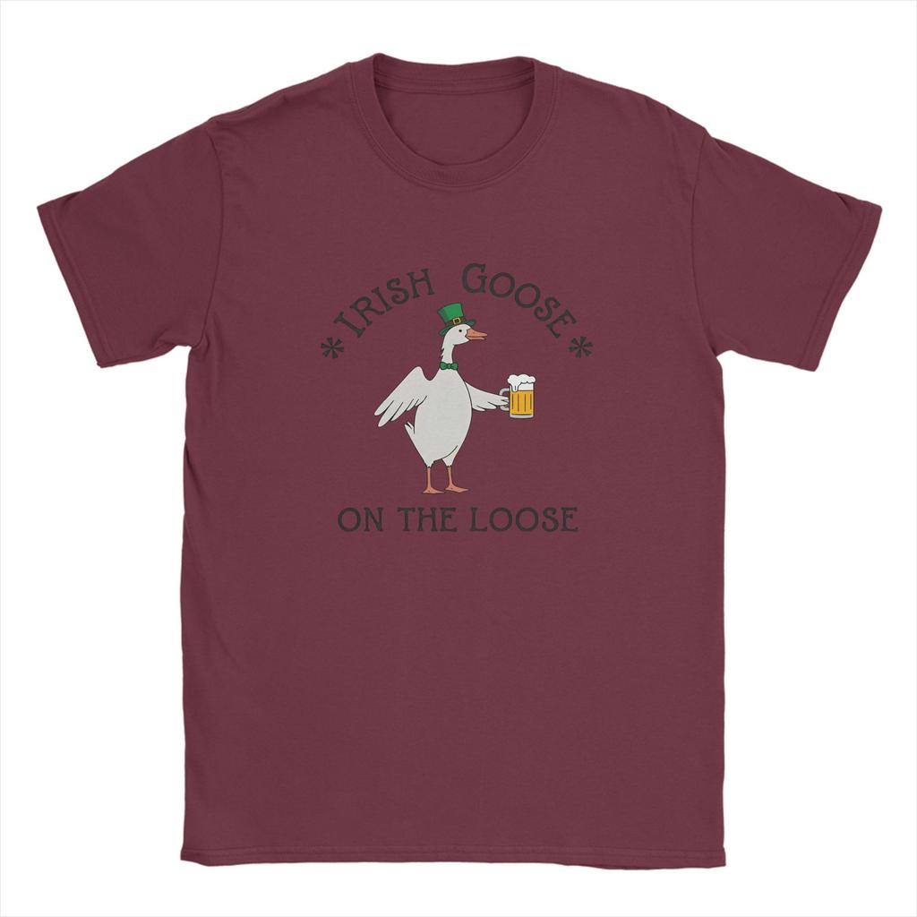 Lucky Goose On The Loose TShirt Summer St Patricks Day 100 Cotton T Shirts For Couple Tee Shirt Short Sleeves Vintage Tops