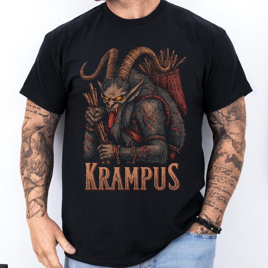 Krampus Christmas T-Shirt: Dark Folklore Holiday Shirt, Pagan Apparel and Gothic Fashion