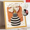 Easy DIY Framed Pearl Bead Painting Kit with Flower in Striped Vase 3D Sparkling Canvas Art for Home Decoration Gift Idea for Adults