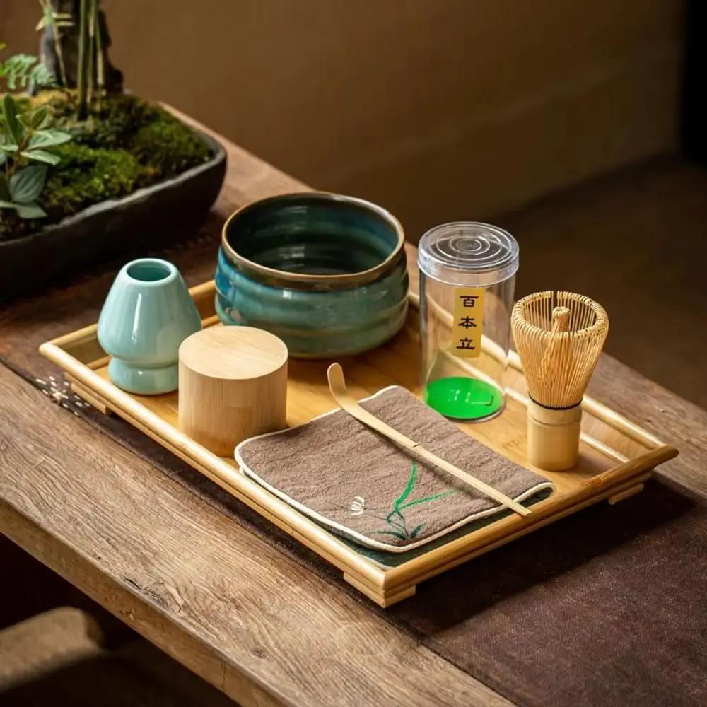 5pcs New Ceramic Matcha Whisk Set Bamboo Reusable Chasen Tea Tool Tea Brush Teaware