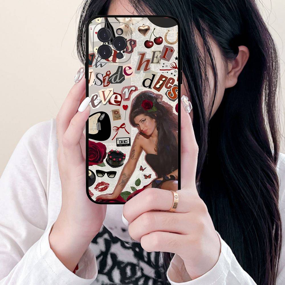 Schöne Frau A-Amy W-Winehouse Handyhülle Für Iphone 16 15 17 13 14 12 11 Pro Max Plus Schwarze Hülle Cover Case