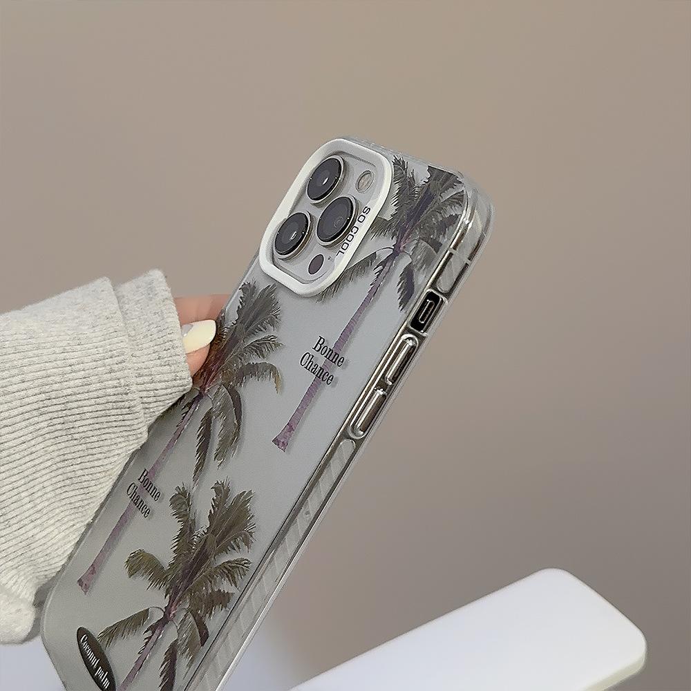 Coconut Tree Electroplating IPhone15 Suitable for 16Pro Max Mobile Phone Case 12 Apple 13 Trendy Brand 11 Anti Fall