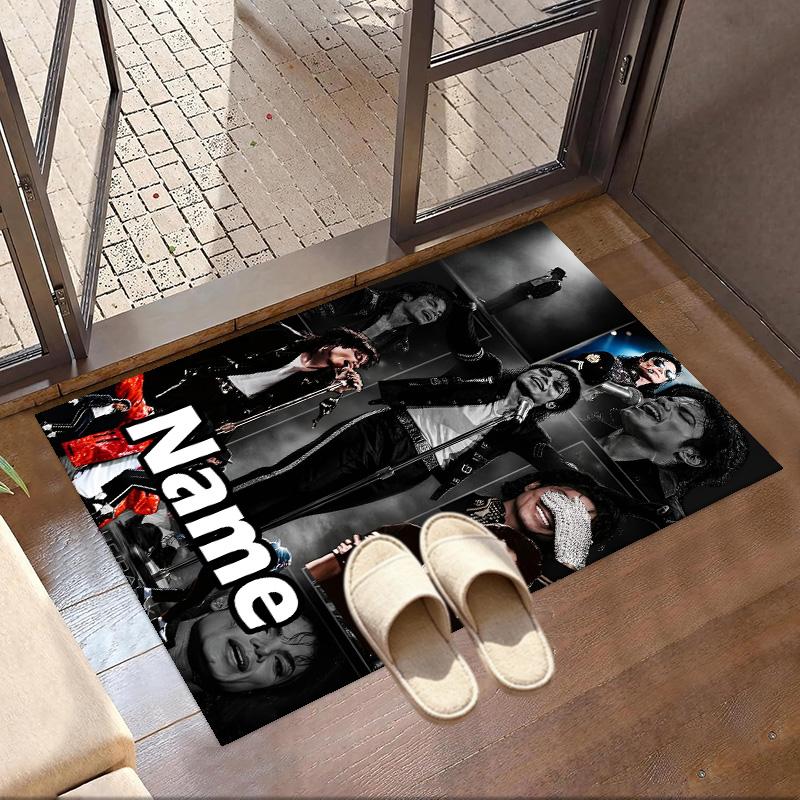 Custom Name Personalized Michael Jackson Print Carpet, Versatile Home Decor Rug, for Playroom, Apartment, Balcony, Entryway, Hallway Gift