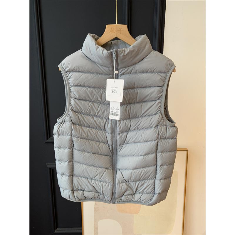 Women's Stand Collar Down Vest Sleeveless 90% White Duck Down Lightweight Winter Plus Size Waistcoat Gilet