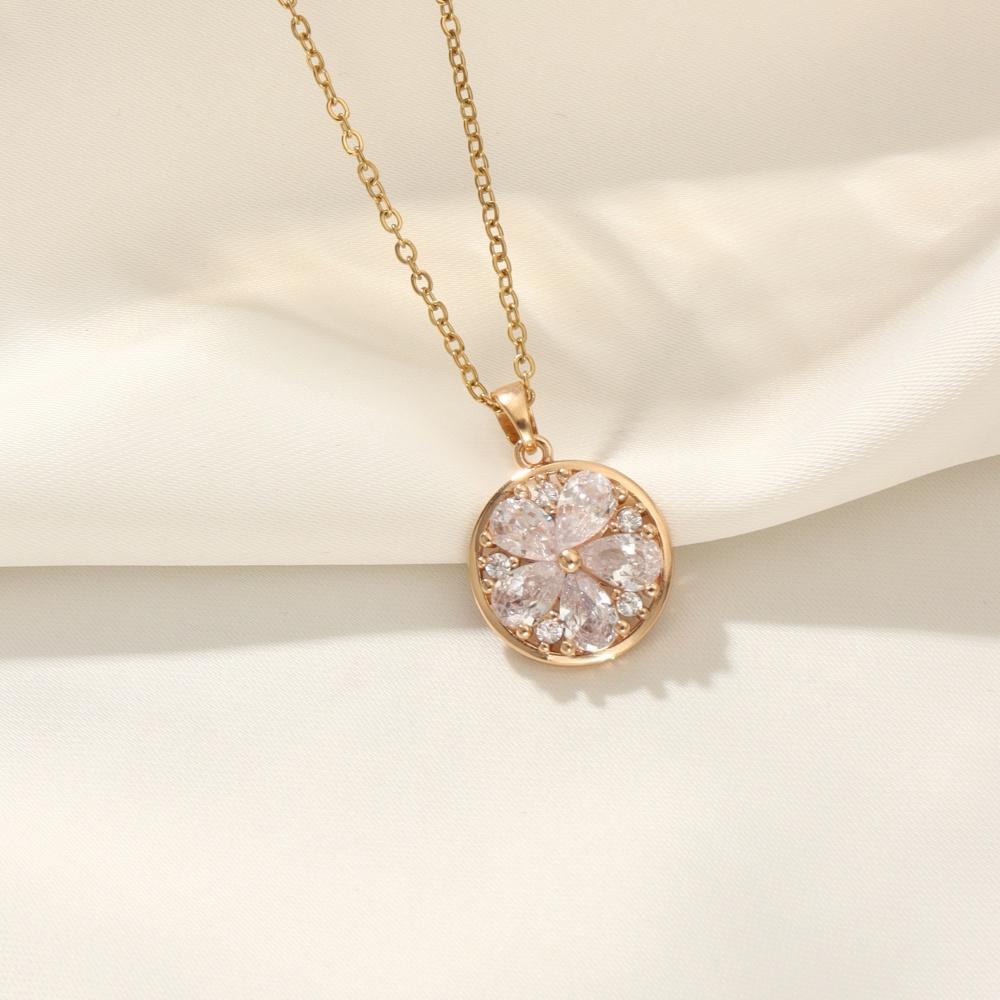Simple Round Pendant Necklaces for Women Fashion Zirconia Necklace Wedding Party Jewelry Accessories