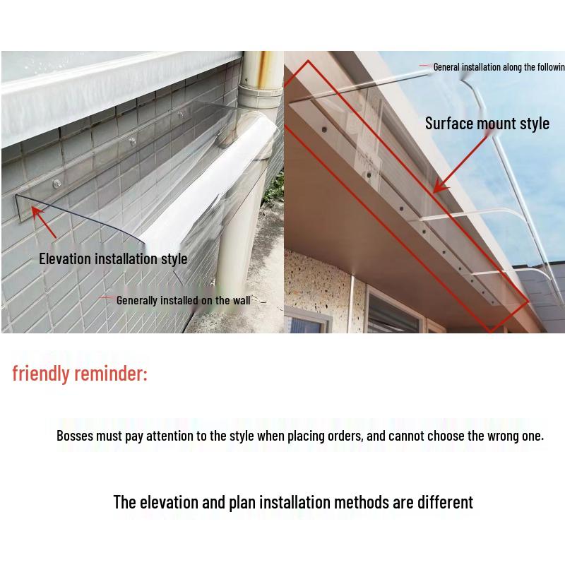 Rahmenloses transparentes Fenstervordach: Geräuschlose Regenfeste Balkon-Dachvorsprung-Sonnenblende