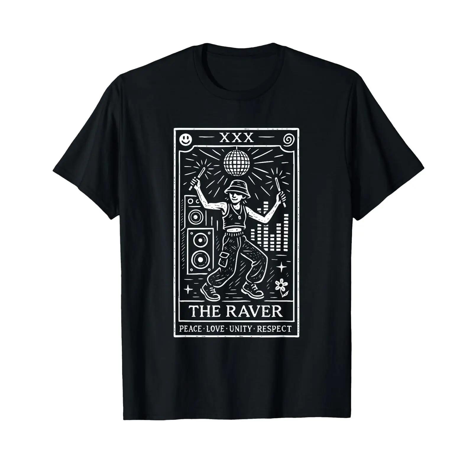 

The Raver Tarotkarte EDM Festival Dance Music Design T Shirt vintage Washed streetwear Comfortable Unisex Soft Stylish 5XL різнокольоровий