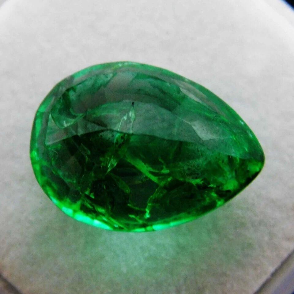 Pear Cut Natural Green Emerald Colombian 9+ Ct Stunning Certified Gemstone