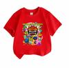 Kids Boys Girls 100% Cotton Crew Neck Short Sleeve T-Shirt, Geometry Game Cartoon Print Casual Summer Tee for Children Daily Wear Active Tops