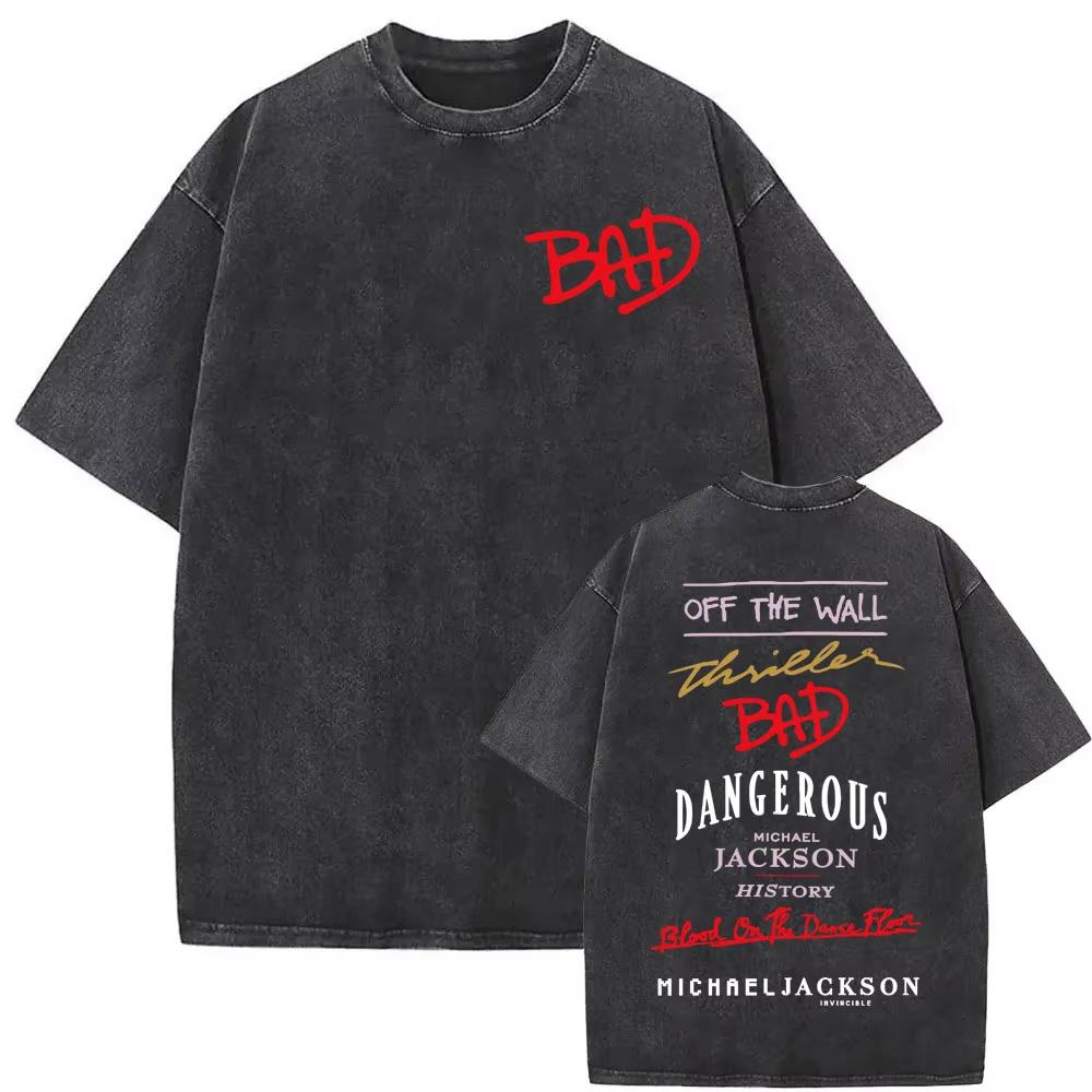 King of Pop Michael Jackson Album Cover T Shirt Men Women Fashion Classic Cool T-shirt Casual Vintage Washed T Shirts Streetwear