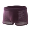 Men's Mid-Rise Ice Silk Mesh Boxer Briefs with Wide Elastic Waistband