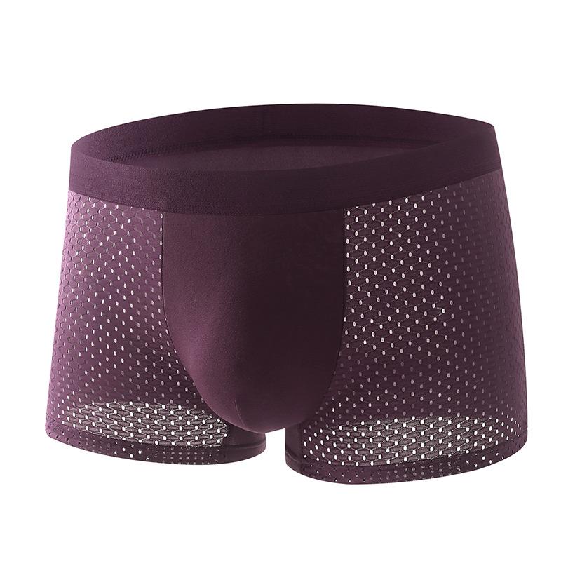 Men's Mid-Rise Ice Silk Mesh Boxer Briefs with Wide Elastic Waistband