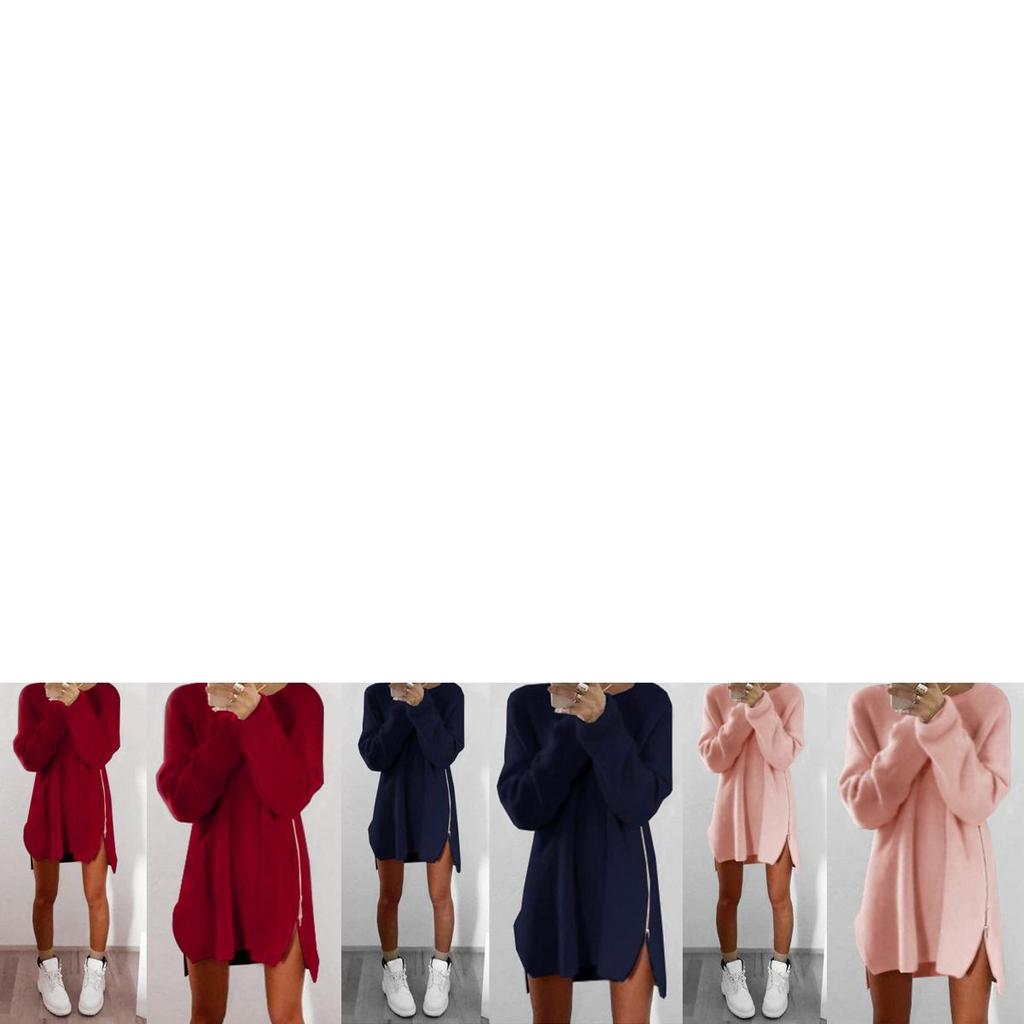 Luxurious Womens Jumper Knitted Sweaters Dress With Solid Casual Long Sleeves