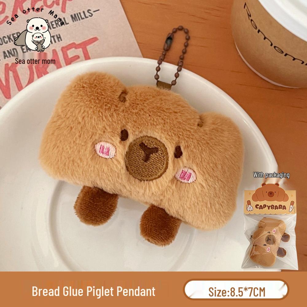 Creative Food Pendant Girl Cartoon Capybara Plush Doll Bread Charm Decoration Accessory