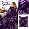 Halloween Plaid Flannel Throw Blanket with Single-Sided Print, Cozy for Couch and Bed