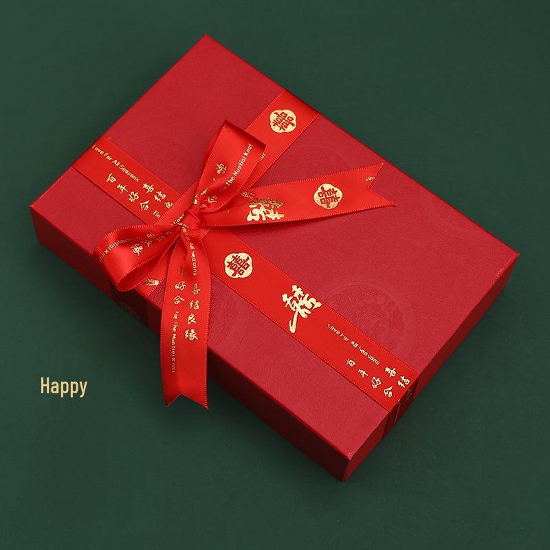 Red Double Happiness Satin Ribbon for Wedding Decorations and Quilt Binding