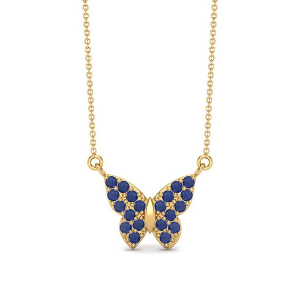 Blue Sapphire Butterfly Dainty Necklace- Sterling Silver
