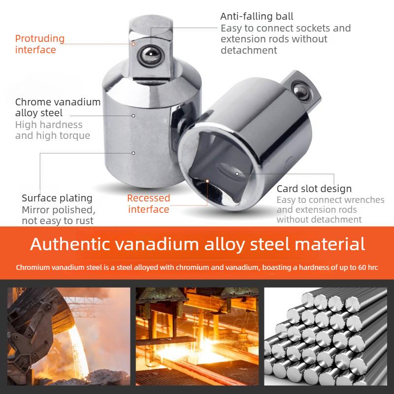Sockets Set 1/4 Adapter 3/8 Drive Tools For Mechanic 6pcs Ratchet Wrench Stainless Steel Converter Sleeve Head