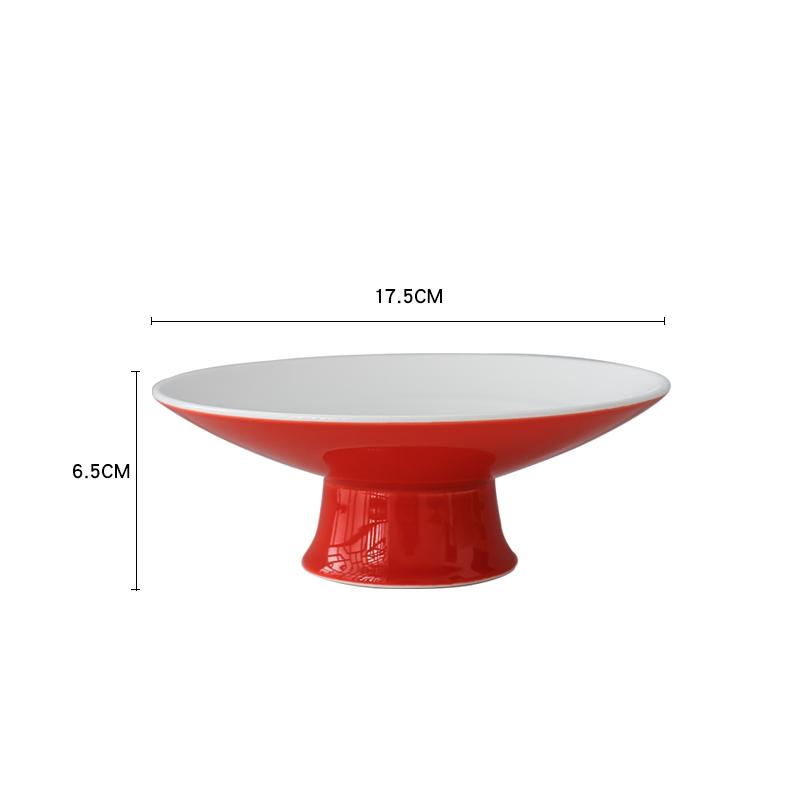 Ceramic Plate Fruit Tray Stilt Refreshment Tray Hand Painted Plum Decoration Plate Dessert Snack Dishes Salad Bowl Tableware