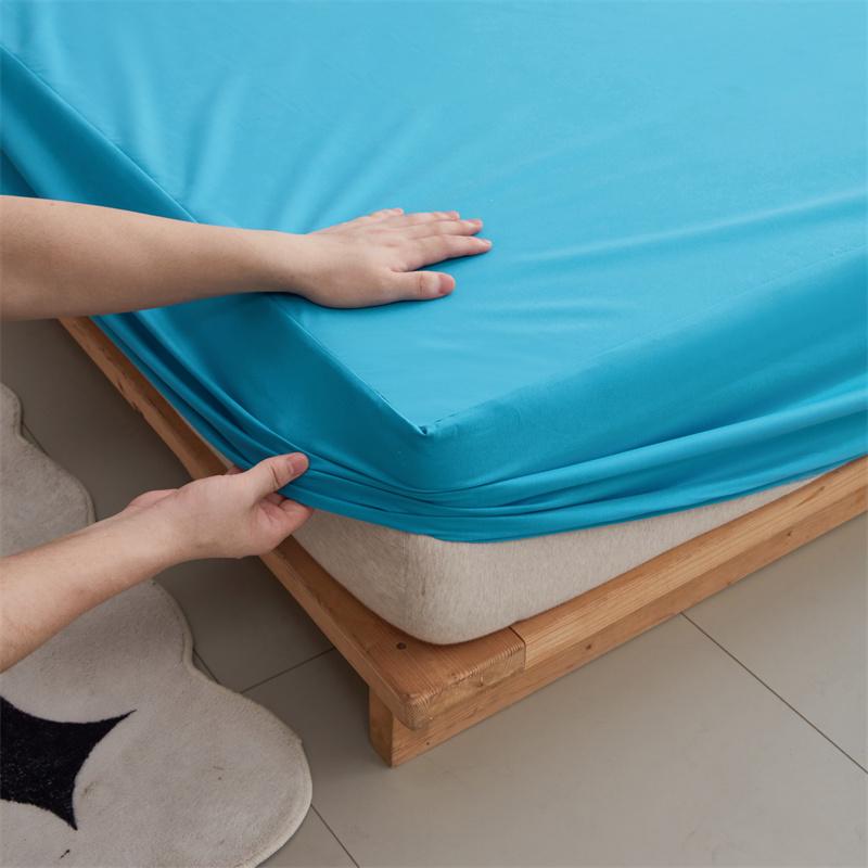1 Waterproof Fitted Sheet,Solid Color Bed Cover Sheet, Bed Cover Mattress Cover Elastic Band Bed Skirt Breathable Sheet Only 1 Sheet