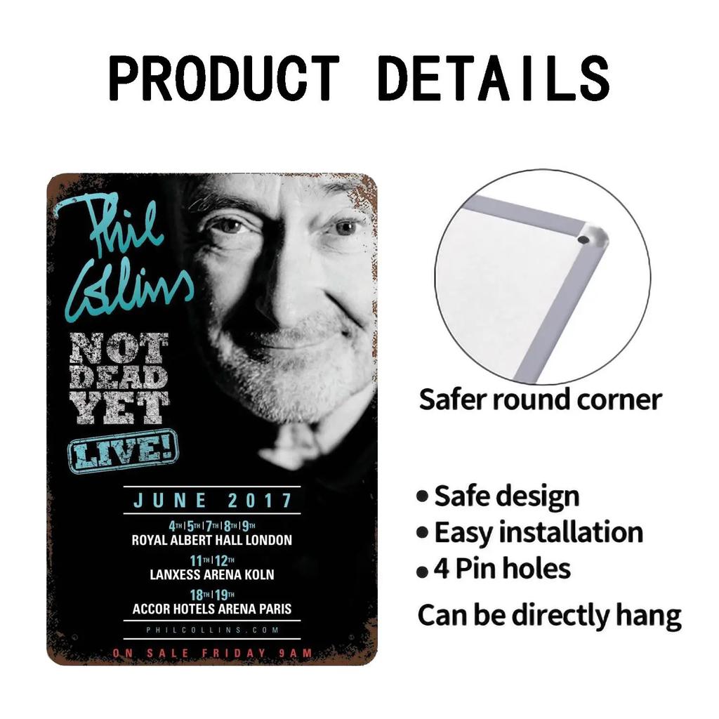 Phil Collins Drummer Metal Decor Poster Vintage Tin Sign Metal Sign Decorative Plaque for Pub Bar Man Cave Club Wall Decoration