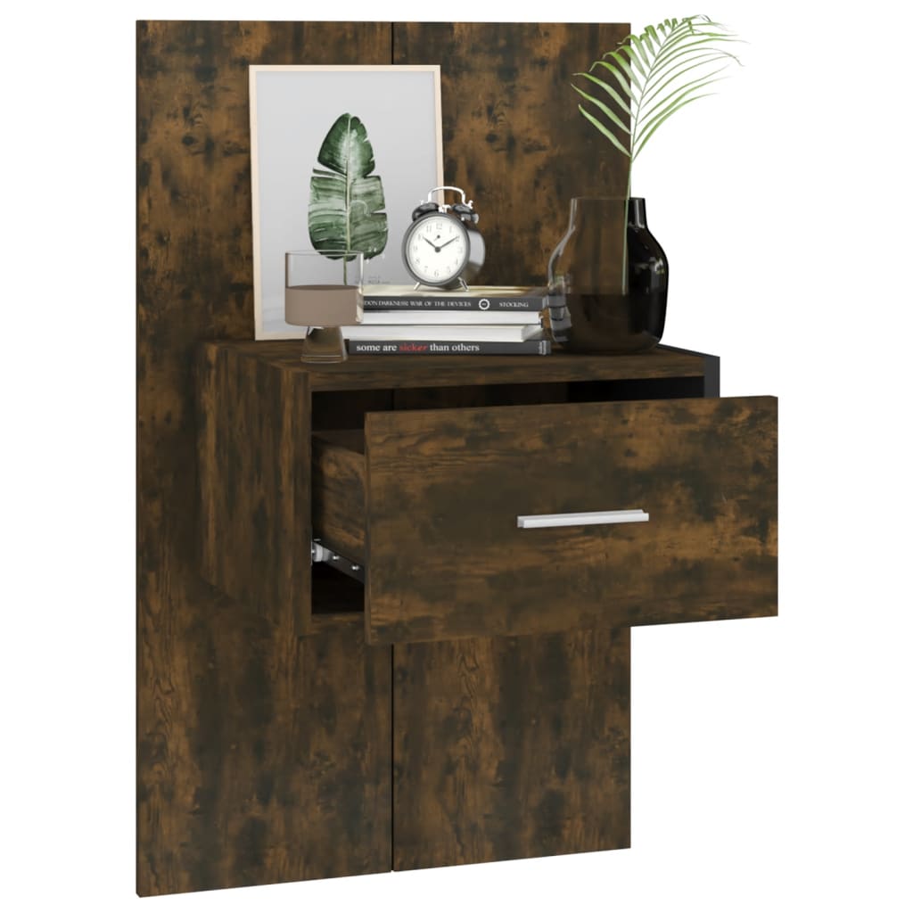 Wall Mounted Nightstands 2 pcs Smoked Oak