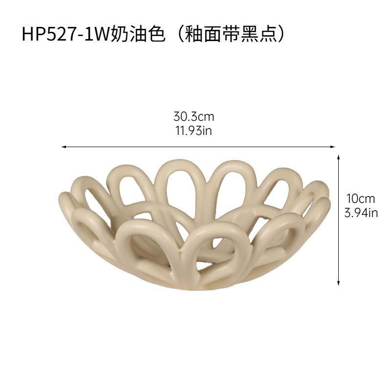 Creative Hollowed-out Ceramic Fruit Plate Geometric Tray Homeused Art Storage Tray Snack Bowl Desktop Storage Container